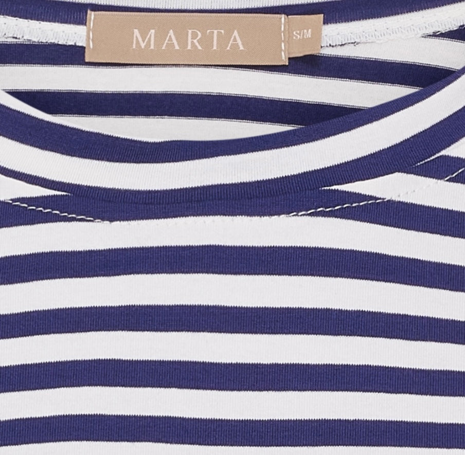 Randig blus i viscos ~ navy blå