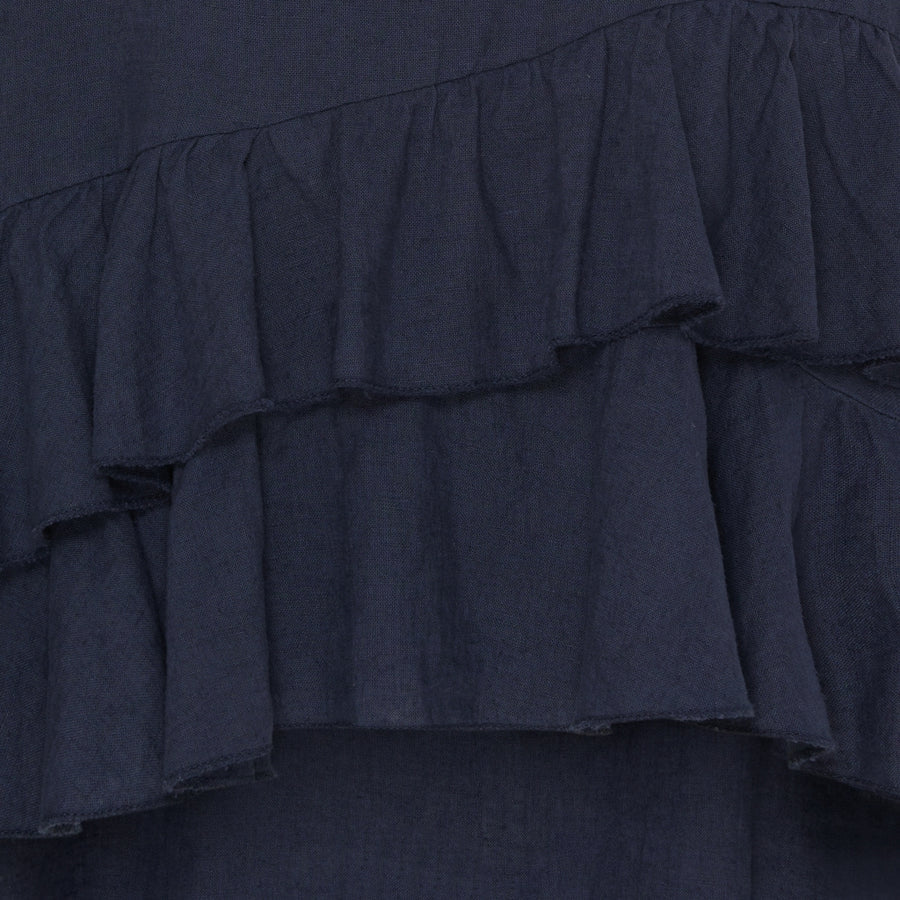 Blus i linne & viscos ~ navy blå