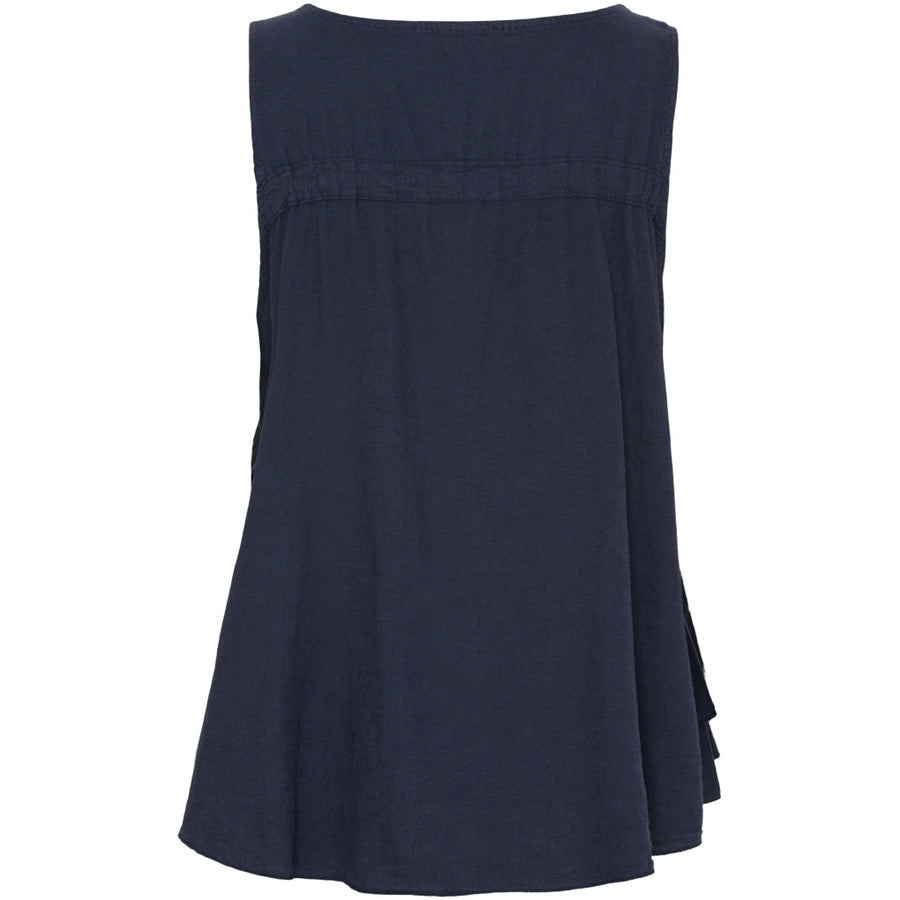 Blus i linne & viscos ~ navy blå