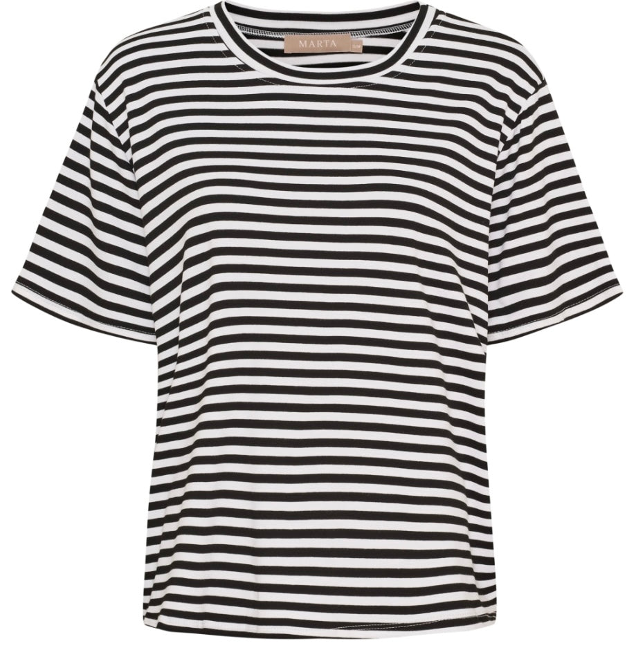 Randig blus i viscos ~ svart