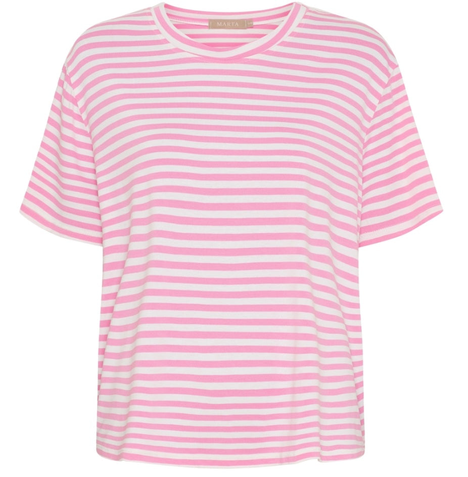 Randig blus i viscos ~ rosa