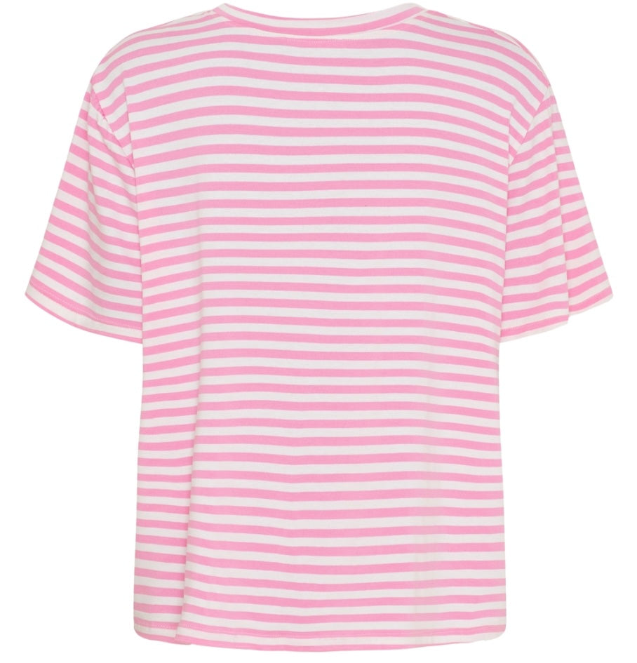 Randig blus i viscos ~ rosa