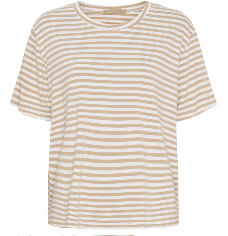 Randig blus i viscos ~ beige