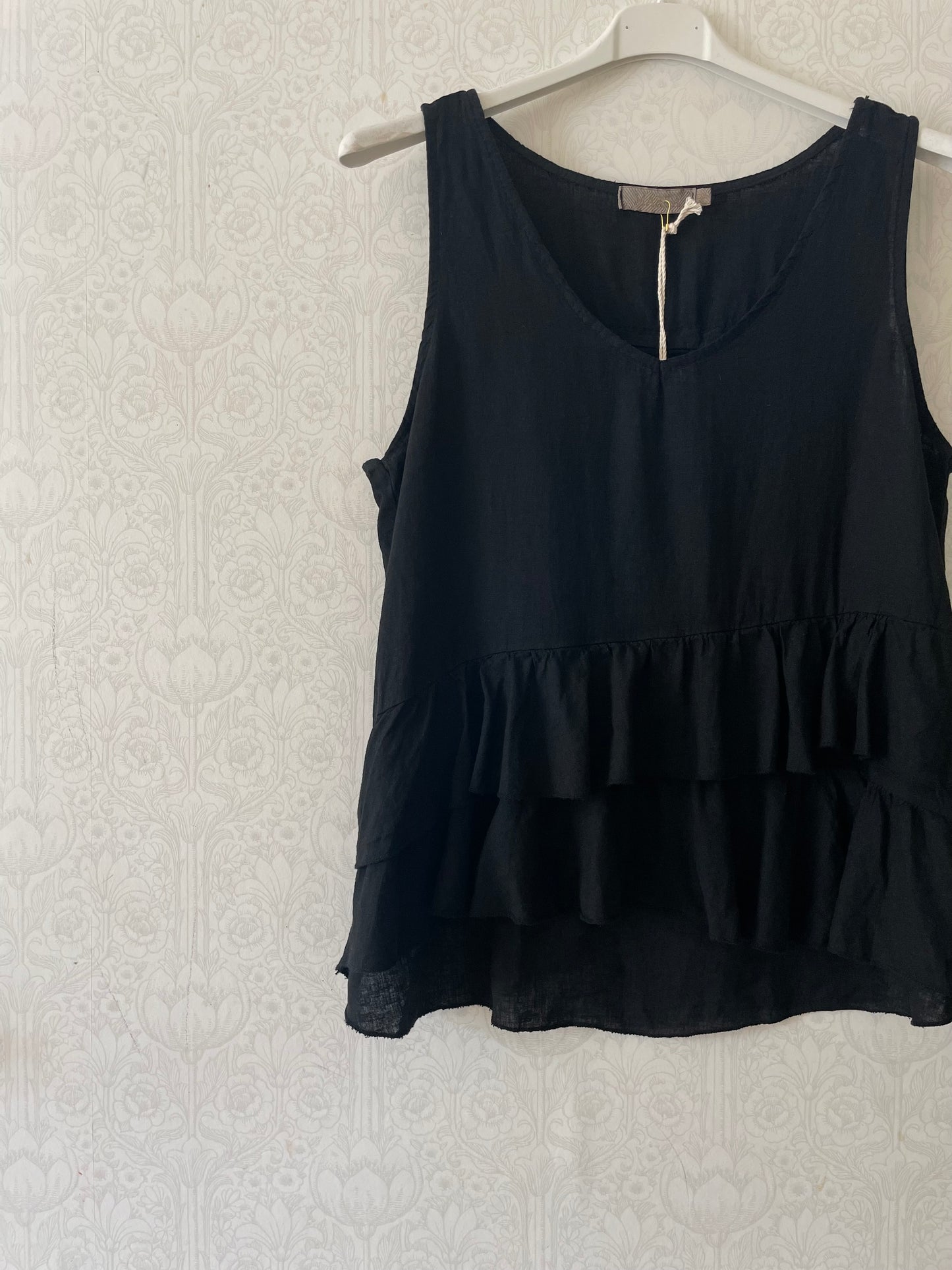 Blus i linne & viscos ~ svart