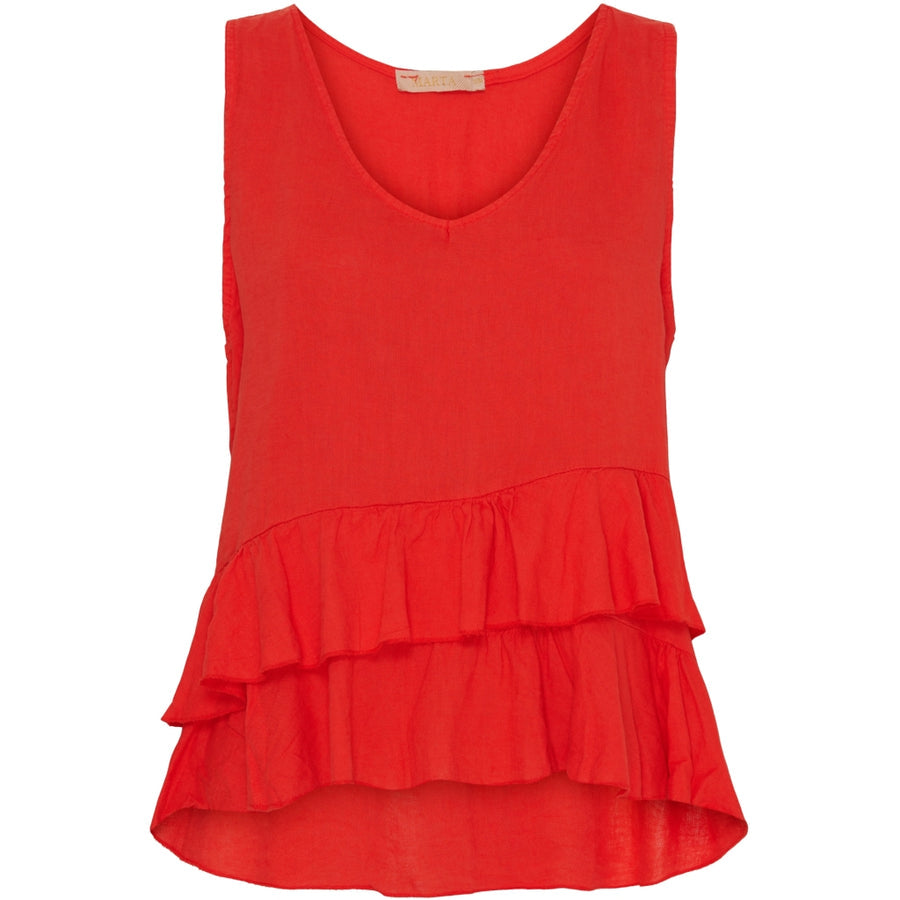 Blus i linne & viscos ~ röd