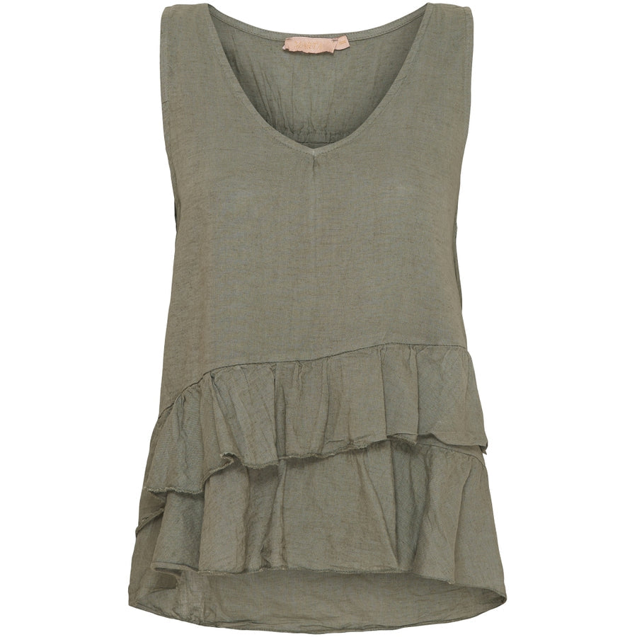 Blus i linne & viscos ~ army grön