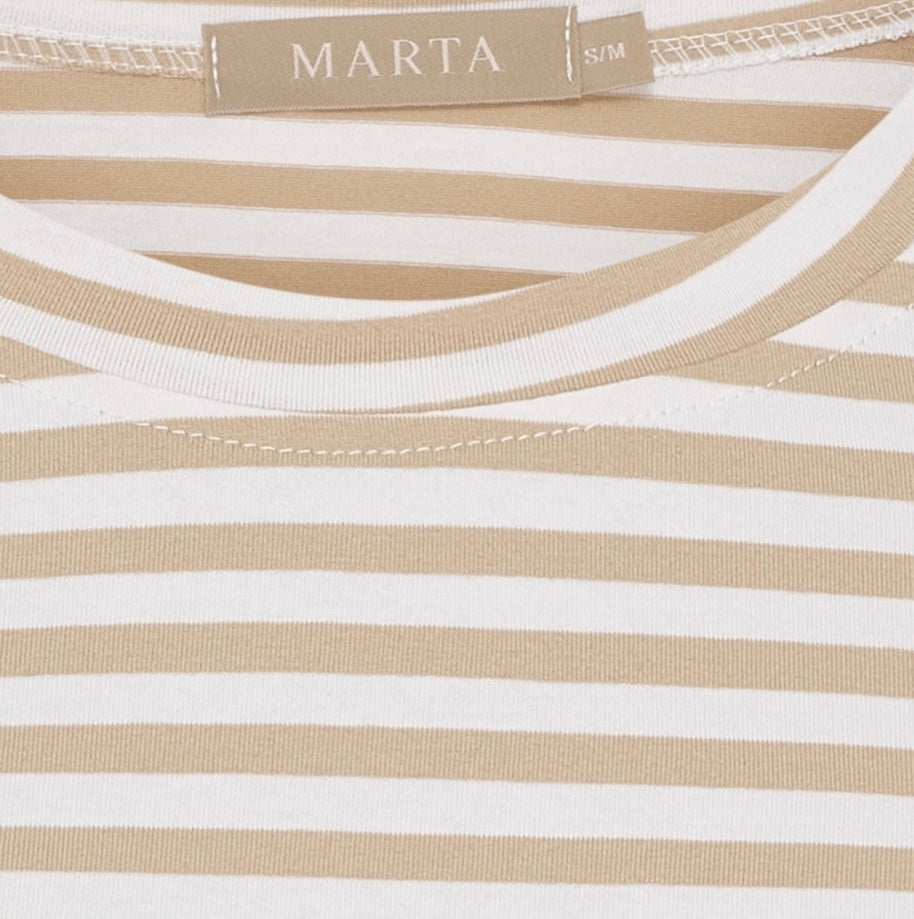 Randig blus i viscos ~ beige