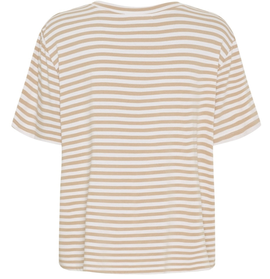 Randig blus i viscos ~ beige