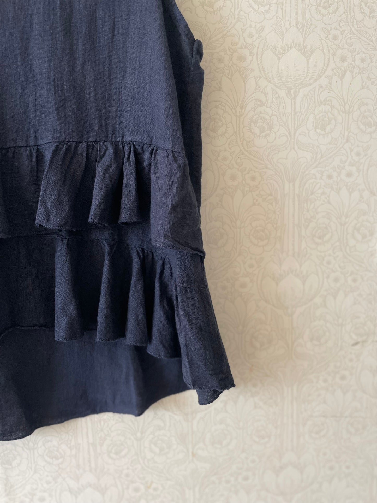Blus i linne & viscos ~ navy blå