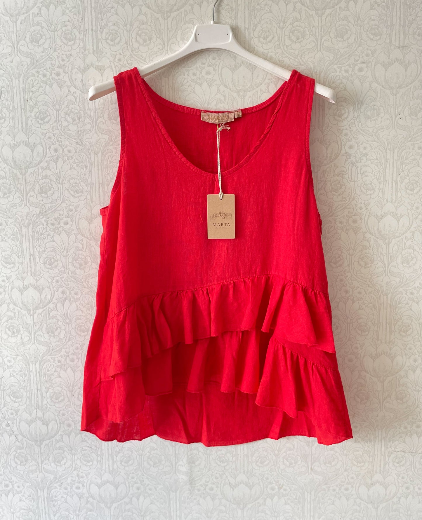 Blus i linne & viscos ~ röd