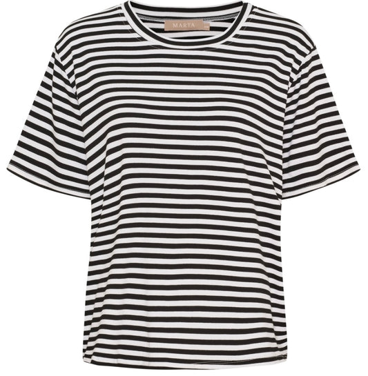 Randig blus i viscos ~ svart