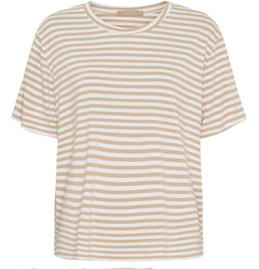 Randig blus i viscos ~ beige