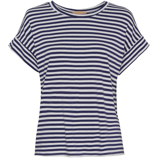 Randig blus i viscos ~ navy blå