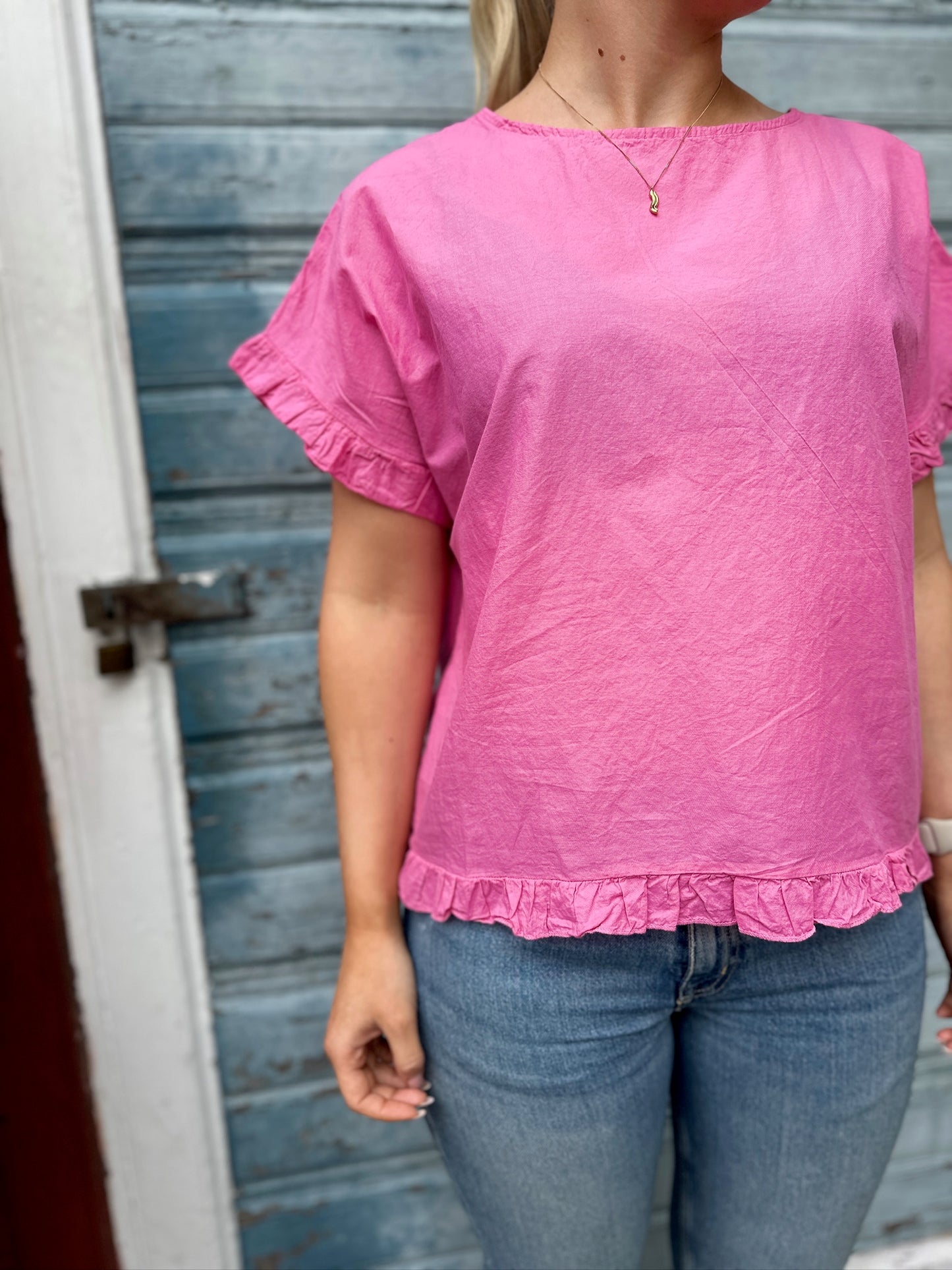 Topp med volangärm ~ rosa